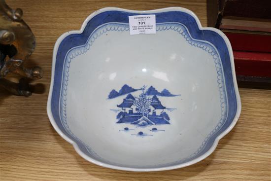 Two Chinese blue and white bowls Diam 24cm